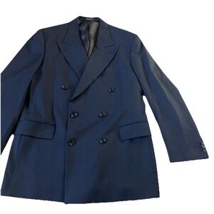 Men's Lamberti Italian Blazer Blue 100% Super 100's‎ Wool Pura Lana Sport Coat